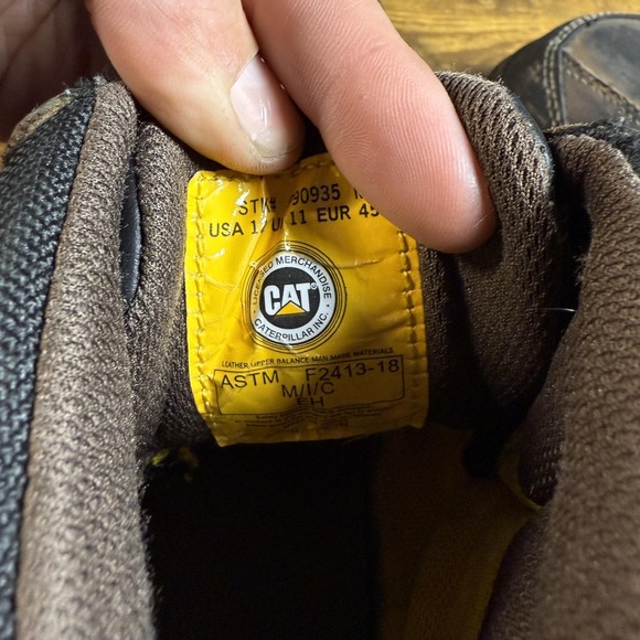 Caterpillar Mens Outline Steel Toe Waterproof Work Boots Brown Leather P90935 12 - Picture 6 of 6